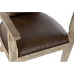 Chair with Armrests DKD Home Decor Cotton Leather Wood (57 x 63 x 85 cm)