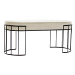 Bench DKD Home Decor Beige Polyester Metal (99 x 40 x 44 cm)