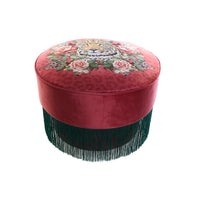 Pouffe DKD Home Decor Leopard Green Pink Polyester (50 x 50 x 32 cm)