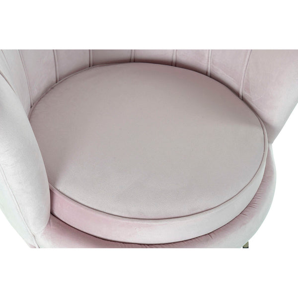 Armchair DKD Home Decor Pink Polyester Metal Golden Shell (80 x 76 x 84 cm)