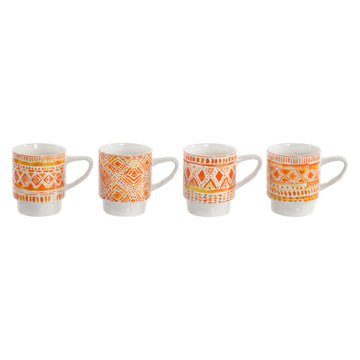 Piece Coffee Cup Set DKD Home Decor Metal Porcelain (400 ml) (4 pcs)