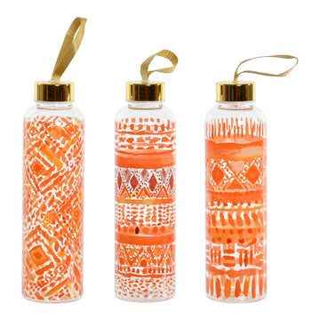 Water bottle DKD Home Decor Orange Borosilicate Glass (550 ml) (3 pcs)