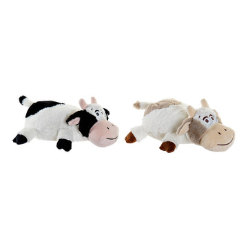 Fluffy toy DKD Home Decor Polyester Cow (2 pcs) (27 x 33 x 13 cm)