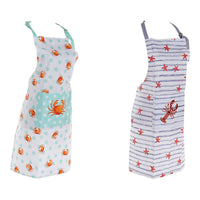 Apron with Pocket DKD Home Decor Blue Green Cotton Mediterranean (2 pcs)