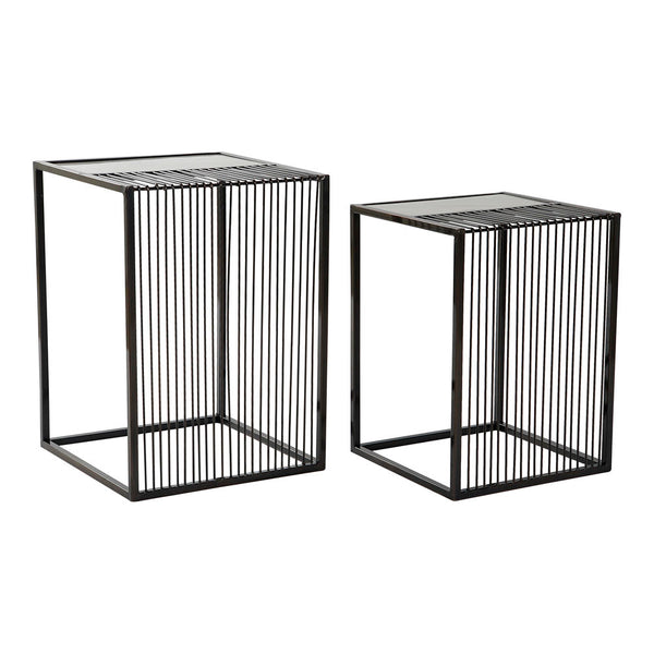 Side table DKD Home Decor White Black Metal Marble (2 pcs) (41 x 41 x 56 cm) (36 x 36 x 49 cm)