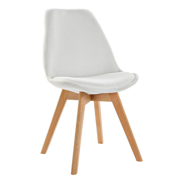 Chair DKD Home Decor White Polyester beech wood (48 x 55 x 82 cm)