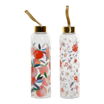 Water bottle DKD Home Decor Peach Borosilicate Glass (550 ml) (2 pcs)