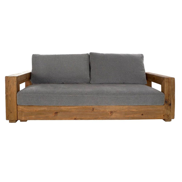 Sofa DKD Home Decor Brown Grey Polyester Cotton Wood Pinewood (225 x 105 x 80 cm)