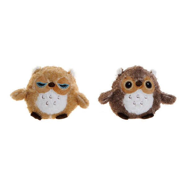 Peluche DKD Home Decor Búho Marrón Poliéster Camel (2 pcs) (20 x 24 x 32 cm)