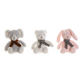 Fluffy toy DKD Home Decor White Grey Pink Polyester animals (3 pcs) (20 x 10 x 22 cm)