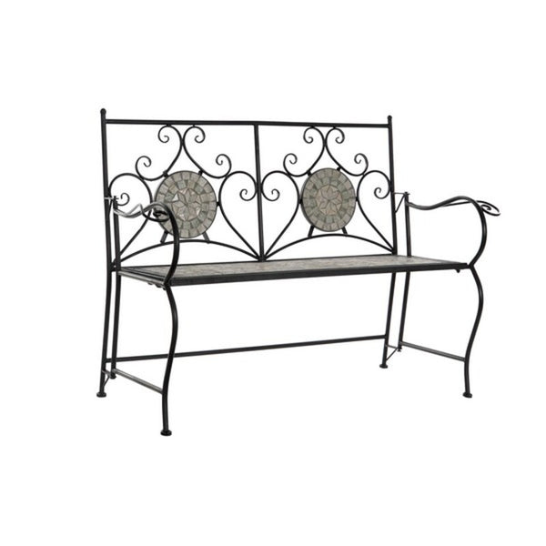 Bench with backrest DKD Home Decor Ceramic Ironwork (125 x 54 x 88 cm)