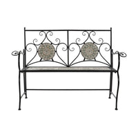 Bench with backrest DKD Home Decor Ceramic Ironwork (125 x 54 x 88 cm)