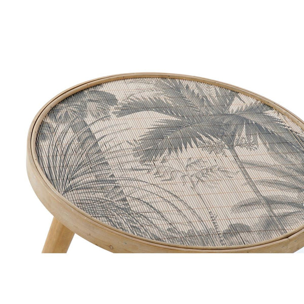 Side table DKD Home Decor Green Wood Bamboo Palms (48.5 x 48.5 x 51 cm)