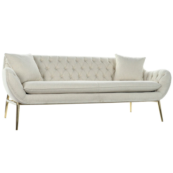 3-Seater Sofa DKD Home Decor Beige Polyester Metal Golden (195 x 90 x 78 cm)