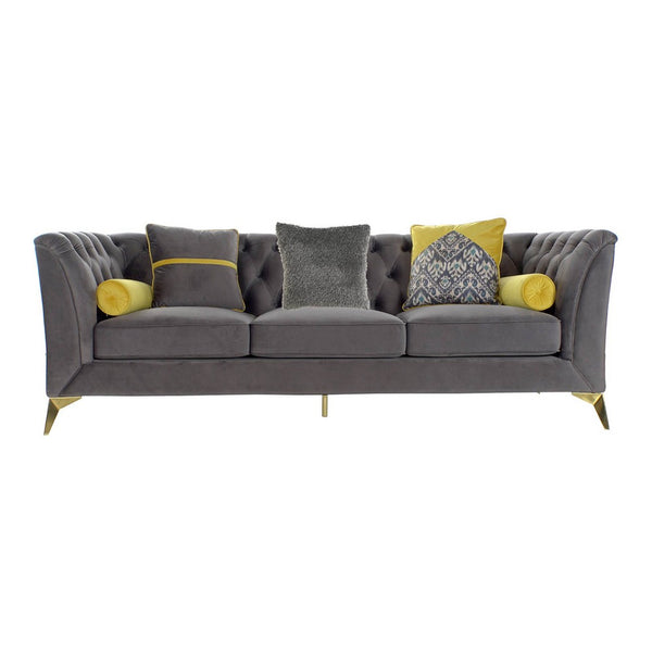 Sofa DKD Home Decor Grey Polyester Metal Golden (230 x 88 x 81 cm)