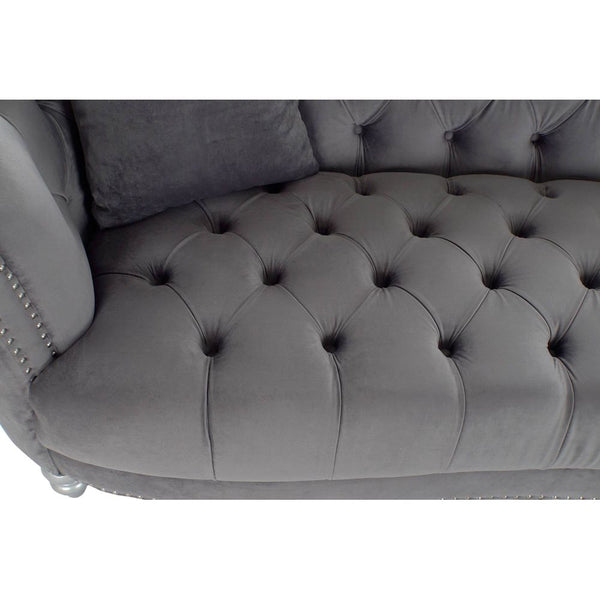 3-Seater Sofa DKD Home Decor Grey Polyester Metal (225 x 85 x 80 cm)