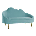 Sofa DKD Home Decor Polyester Metal Golden Sky blue (155 x 75 x 92 cm)