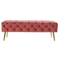 Bench DKD Home Decor Red Polyester Metal Golden (120 x 45 x 40 cm)