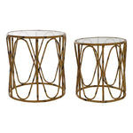 Side table DKD Home Decor Brown Metal Crystal (2 pcs) (42 x 42 x 46 cm) (48 x 48 x 51 cm)