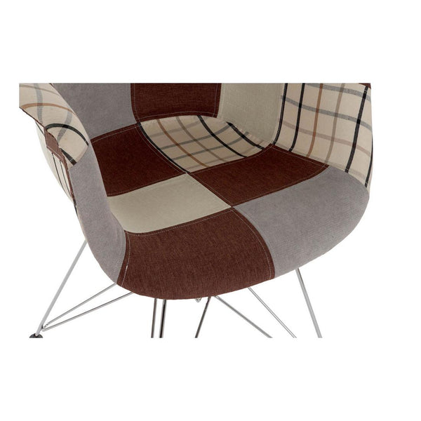 Chair DKD Home Decor Patchwork Brown Grey Polyester Metal (63 x 61 x 82 cm)