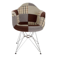 Chair DKD Home Decor Patchwork Brown Grey Polyester Metal (63 x 61 x 82 cm)