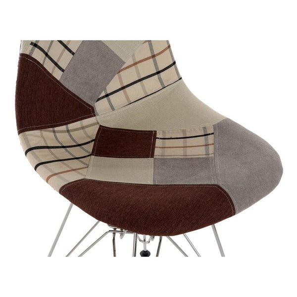 Chair DKD Home Decor Patchwork Brown Grey Polyester Metal (47 x 49 x 83 cm)