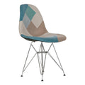 Chair DKD Home Decor Patchwork Polyester Metal Sky blue (47 x 49 x 83 cm)