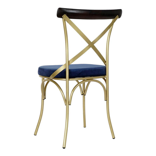 Chair DKD Home Decor Iron Golden Navy Blue (48 x 50 x 90 cm)