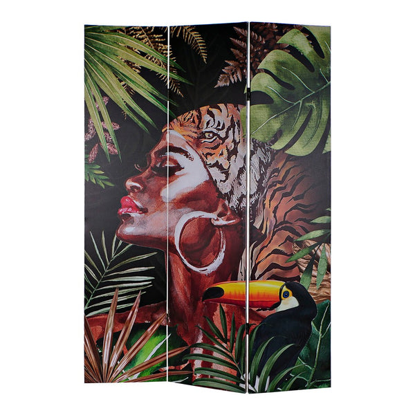 Folding screen DKD Home Decor African Woman Canvas MDF Wood (120 x 2.5 x 180 cm)