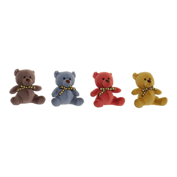 Peluche DKD Home Decor Azul Poliéster Ocre Terracota Oso (4 pcs) (15 x 12 x 15 cm)