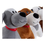 Peluche DKD Home Decor Blanco Marrón Gris Poliéster Perro (4 pcs) (22 x 21 x 26 cm)