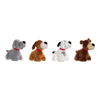 Peluche DKD Home Decor Blanco Marrón Gris Poliéster Perro (4 pcs) (22 x 21 x 26 cm)