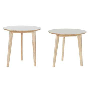 Side table DKD Home Decor Rubber wood (2 pcs) (50 x 50 x 49.5 cm) (50 x 50 x 46 cm)