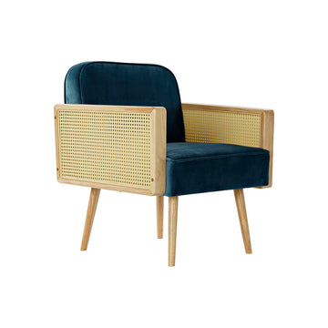 Armchair DKD Home Decor Blue Polyester Rattan (65 x 66 x 80 cm)