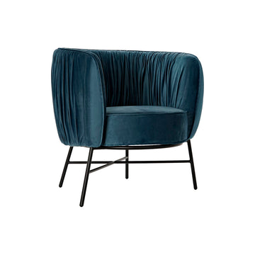 Armchair DKD Home Decor Blue Black Polyester Metal (78 x 74 x 78 cm)