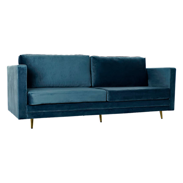 Sofa DKD Home Decor Blue Polyester Metal Golden (210 x 82 x 85 cm)