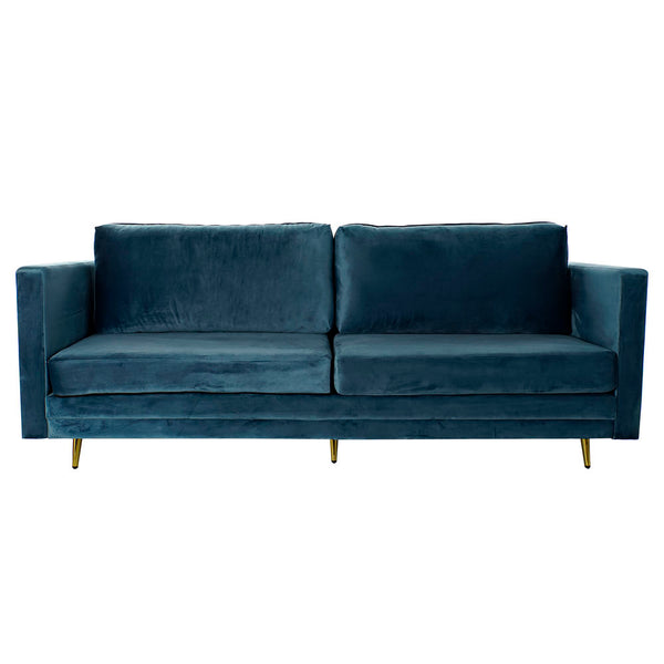 Sofa DKD Home Decor Blue Polyester Metal Golden (210 x 82 x 85 cm)