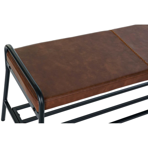 Bench DKD Home Decor Brown Black Polyurethane Metal (99 x 43 x 50 cm)