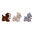 Fluffy toy DKD Home Decor Dog Brown Beige Grey Polyester (3 pcs) (10 x 7 x 17 cm)