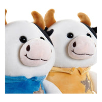 Peluche DKD Home Decor Amarillo Azul Blanco Poliéster Vaca (2 pcs) (20 x 15 x 25 cm)