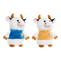 Peluche DKD Home Decor Amarillo Azul Blanco Poliéster Vaca (2 pcs) (20 x 15 x 25 cm)