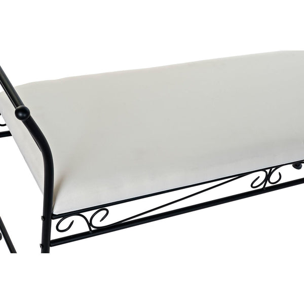 Bench DKD Home Decor White Black Polyester Ironwork (114 x 36 x 67 cm)