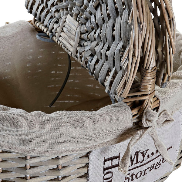 Basket DKD Home Decor Picnic wicker Cloth (35 x 25 x 20 cm)