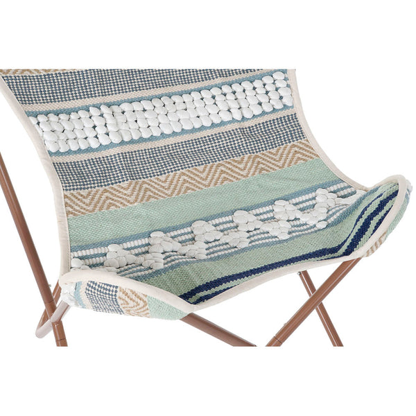 Chair DKD Home Decor Blue White Green Cotton Iron (74 x 65 x 90 cm)