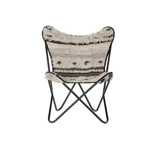 Chair DKD Home Decor White Black Cotton Iron (74 x 65 x 90 cm)