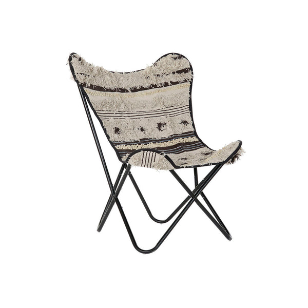 Chair DKD Home Decor White Black Cotton Iron (74 x 65 x 90 cm)