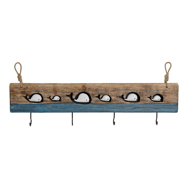 Wall mounted coat hanger DKD Home Decor Blue White Black Wood Metal (85 x 4 x 33 cm)