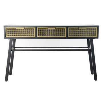 Console DKD Home Decor Black Metal Golden (130 x 42 x 78 cm)