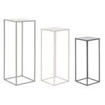 Side table DKD Home Decor Beige Metal Light Grey Dark Grey (3 pcs) (25 x 25 x 70 cm)