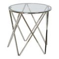 Side table DKD Home Decor Crystal Steel Silver (46.5 x 46.5 x 47.5 cm)